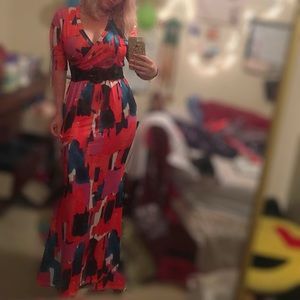 Sexy V-neck party cocktail maxi dress